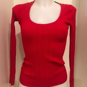 Red long sleeve scoop neck sweater